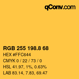 Color code: RGB 255 198.8 68 | qconv.com