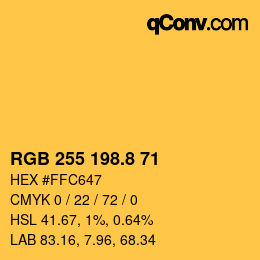Color code: RGB 255 198.8 71 | qconv.com