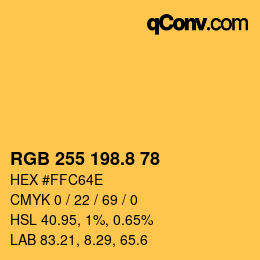 Color code: RGB 255 198.8 78 | qconv.com