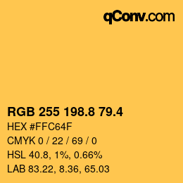 カラーコード: RGB 255 198.8 79.4 | qconv.com