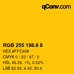 カラーコード: RGB 255 198.8 8 | qconv.com