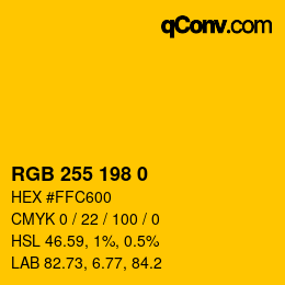 カラーコード: RGB 255 198 0 | qconv.com