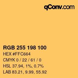 Color code: RGB 255 198 100 | qconv.com