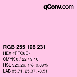 Color code: RGB 255 198 231 | qconv.com