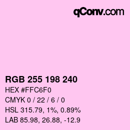 Color code: RGB 255 198 240 | qconv.com