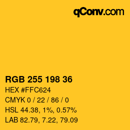 Color code: RGB 255 198 36 | qconv.com