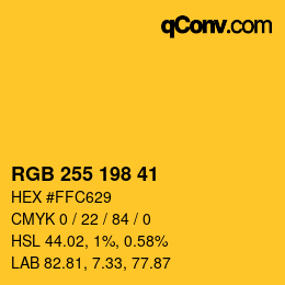 Color code: RGB 255 198 41 | qconv.com