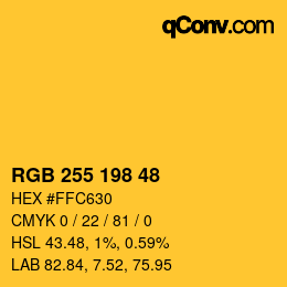Color code: RGB 255 198 48 | qconv.com