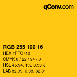 Color code: RGB 255 199 16 | qconv.com