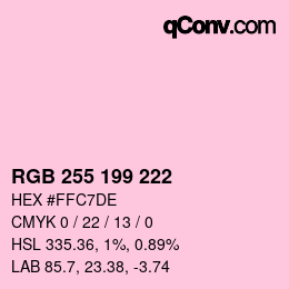 Color code: RGB 255 199 222 | qconv.com