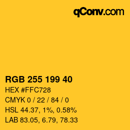 カラーコード: RGB 255 199 40 | qconv.com