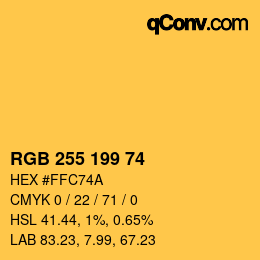 颜色代码: RGB 255 199 74 | qconv.com