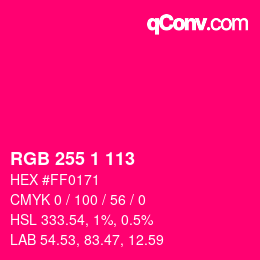 Color code: RGB 255 1 113 | qconv.com
