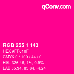 カラーコード: RGB 255 1 143 | qconv.com