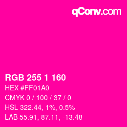 Color code: RGB 255 1 160 | qconv.com