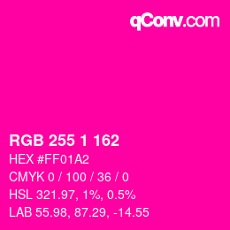 カラーコード: RGB 255 1 162 | qconv.com