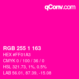 Color code: RGB 255 1 163 | qconv.com