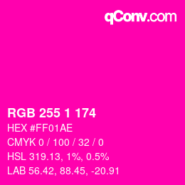 Color code: RGB 255 1 174 | qconv.com