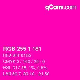 Color code: RGB 255 1 181 | qconv.com