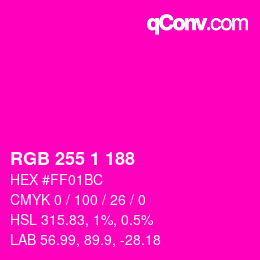 Color code: RGB 255 1 188 | qconv.com