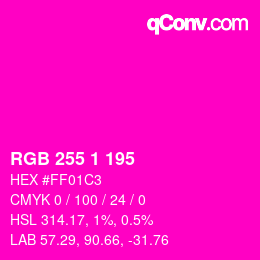 Color code: RGB 255 1 195 | qconv.com