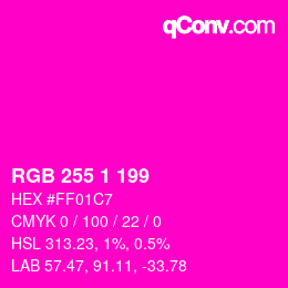 Color code: RGB 255 1 199 | qconv.com