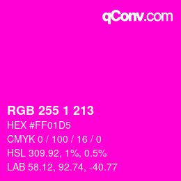 Color code: RGB 255 1 213 | qconv.com