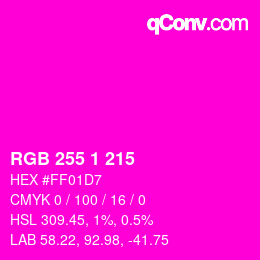 Color code: RGB 255 1 215 | qconv.com