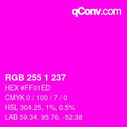 カラーコード: RGB 255 1 237 | qconv.com
