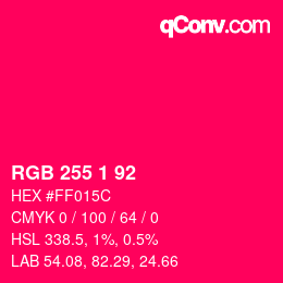 カラーコード: RGB 255 1 92 | qconv.com