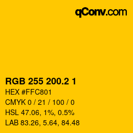 カラーコード: RGB 255 200.2 1 | qconv.com