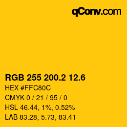 カラーコード: RGB 255 200.2 12.6 | qconv.com