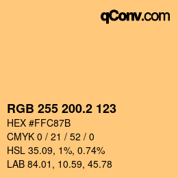 カラーコード: RGB 255 200.2 123 | qconv.com
