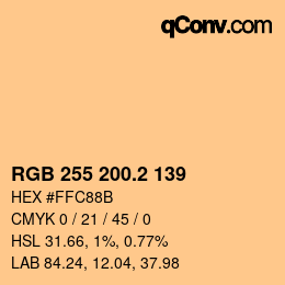 カラーコード: RGB 255 200.2 139 | qconv.com