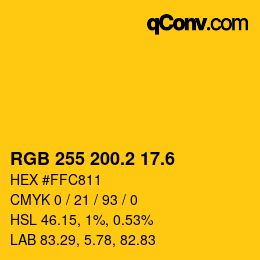 カラーコード: RGB 255 200.2 17.6 | qconv.com