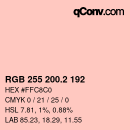 カラーコード: RGB 255 200.2 192 | qconv.com