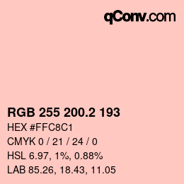 カラーコード: RGB 255 200.2 193 | qconv.com