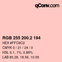 カラーコード: RGB 255 200.2 194 | qconv.com
