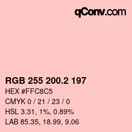 カラーコード: RGB 255 200.2 197 | qconv.com