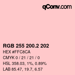カラーコード: RGB 255 200.2 202 | qconv.com