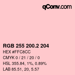 Color code: RGB 255 200.2 204 | qconv.com