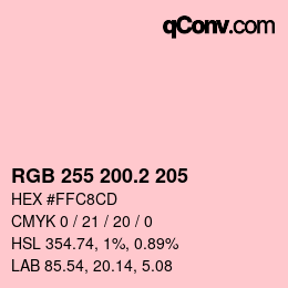 カラーコード: RGB 255 200.2 205 | qconv.com