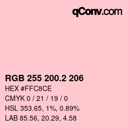 カラーコード: RGB 255 200.2 206 | qconv.com