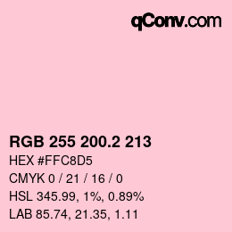 カラーコード: RGB 255 200.2 213 | qconv.com