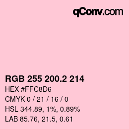 カラーコード: RGB 255 200.2 214 | qconv.com