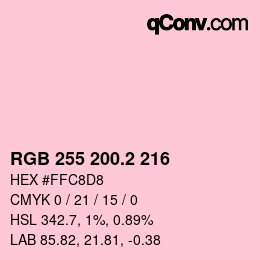 カラーコード: RGB 255 200.2 216 | qconv.com