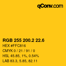 カラーコード: RGB 255 200.2 22.6 | qconv.com