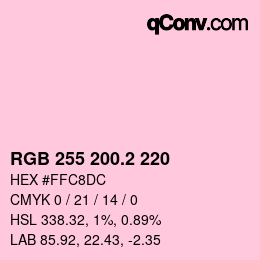 Color code: RGB 255 200.2 220 | qconv.com