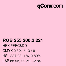 カラーコード: RGB 255 200.2 221 | qconv.com