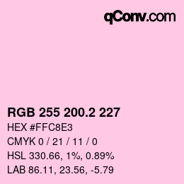 カラーコード: RGB 255 200.2 227 | qconv.com